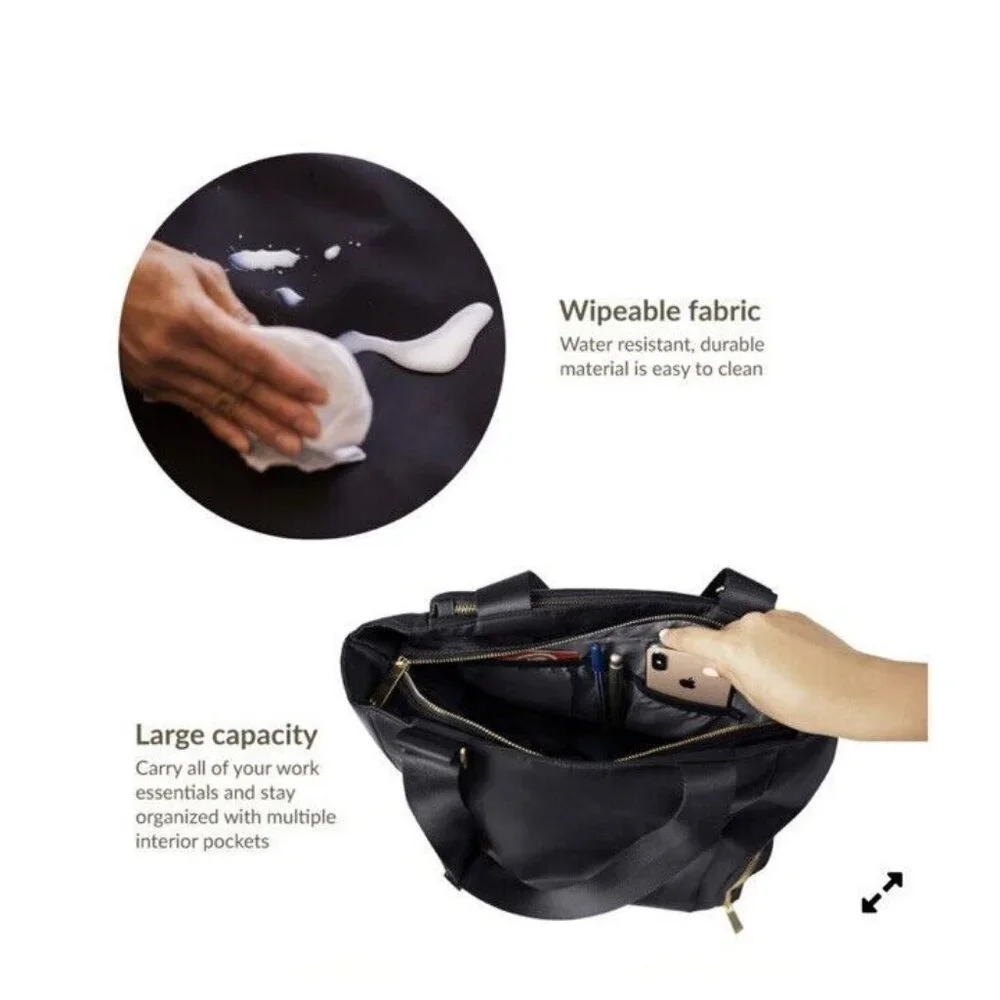 Kiinde Anika Breast Pump Baby Bag Cooler Pocket Laptop Compartment New Black Zip